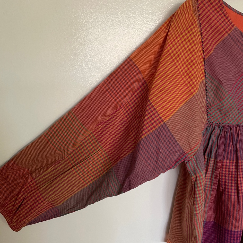 Cost Plus World Market Multicolor Checkered/Plaid Blouse - Picture 6 of 6